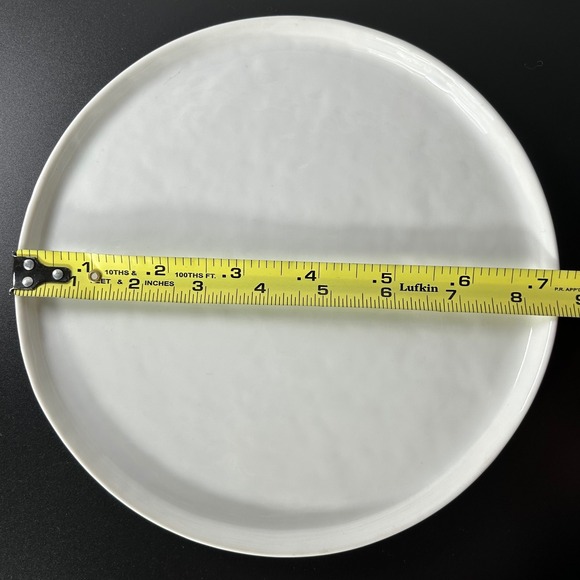 Crate & Barrel Mercer White Round Porcelain Dinner Plates Set of 2 8.5" - Picture 7 of 9